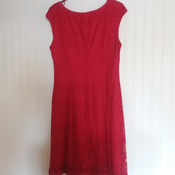 CONNECTED APPAREL red sheath lace dress. Size 14. - Picture 3 of 5